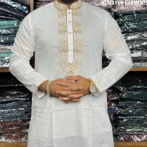 প্রিমিয়াম অরিজিনাল ধুতি কটন এমব্রয়ডারি পাঞ্জাবি [ Code: 104 ]