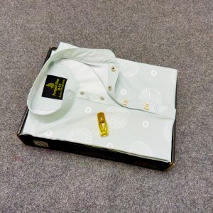 চায়না জাফরান স্টেপ প্রিন্টেড পাঞ্জাবি [ Code: 121]