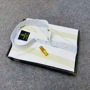 চায়না জাফরান স্টেপ প্রিন্টেড পাঞ্জাবি [ Code: 125]
