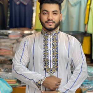 প্রিমিয়াম মাঙ্গলাম ধুতি কটন এমব্রয়ডারি পাঞ্জাবি [ Code: 326 ]