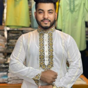 প্রিমিয়াম মাঙ্গলাম ধুতি কটন এমব্রয়ডারি পাঞ্জাবি [ Code: 327 ]