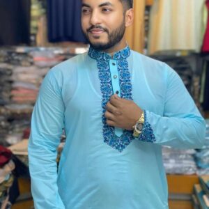 প্রিমিয়াম মাঙ্গলাম ধুতি কটন এমব্রয়ডারি পাঞ্জাবি [ Code: 328 ]